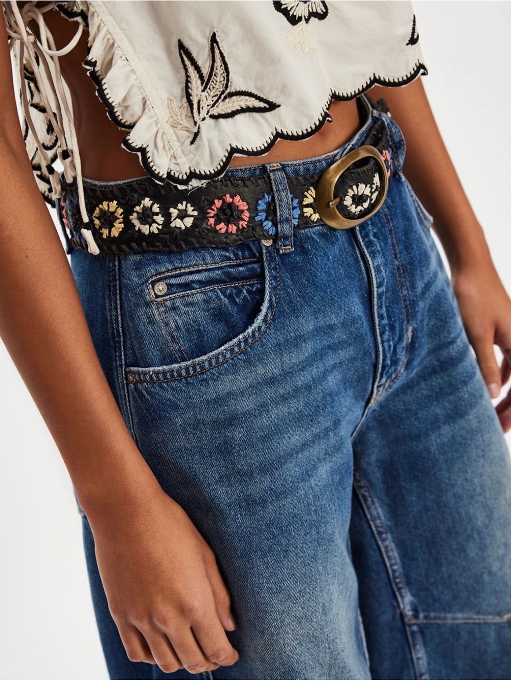 Free People Indigo Dreaming Raffia Belt